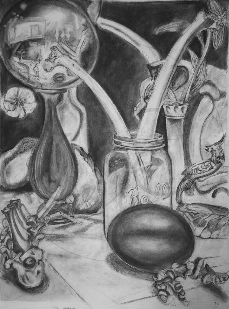 Charcoal Tonal Still Life
