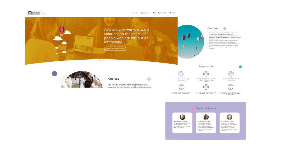 Screenshot of applied wisdom institute homepage