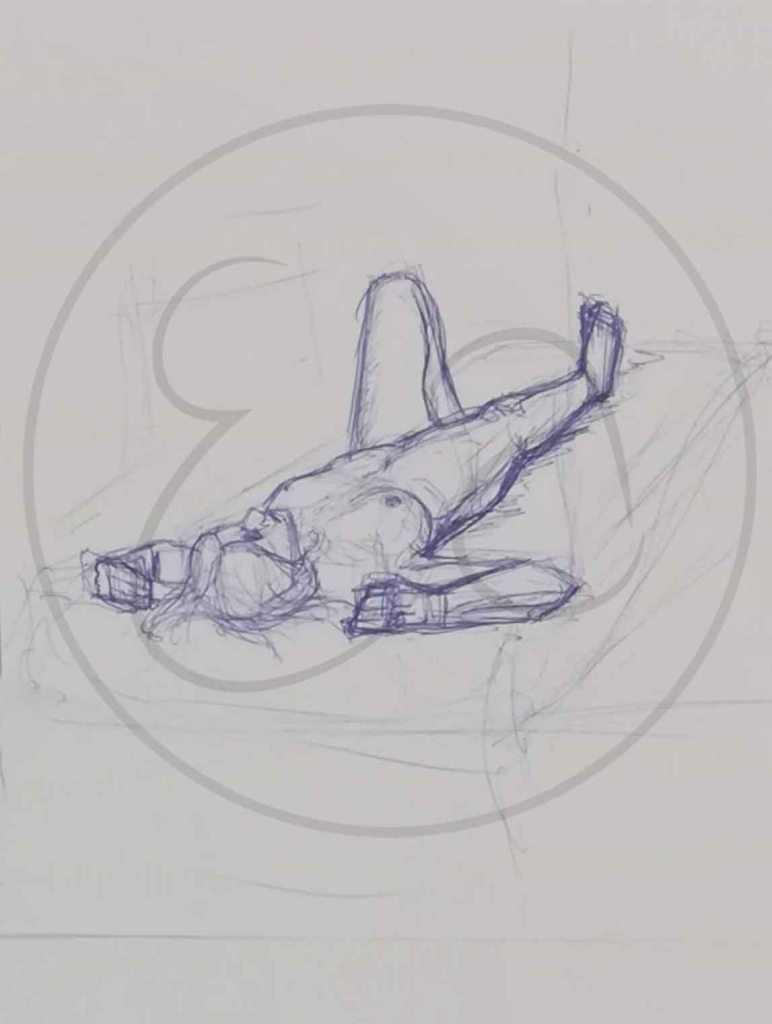10 minute figure drawing with model lying down